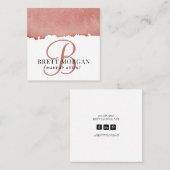 Carte De Visite Carré Artiste de maquillage rose de monogramme rose (Devant / Derrière)