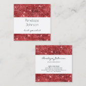 Carte De Visite Carré Artiste de maquillage Ruby Sparkle Glam (Devant / Derrière)