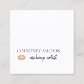 Carte De Visite Carré Artiste de maquillage simple Clean Faux Gold Lips (Devant)