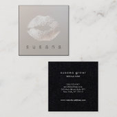 Carte De Visite Carré Artiste de maquillage simple et subtile en argent (Devant / Derrière)