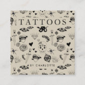 Carte De Visite Carré Artiste de tatouage beige Personnalisé Icônes des  (Devant)