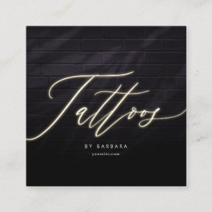 Carte De Visite Carré Artiste de tatouage moderne Monogramme de script o