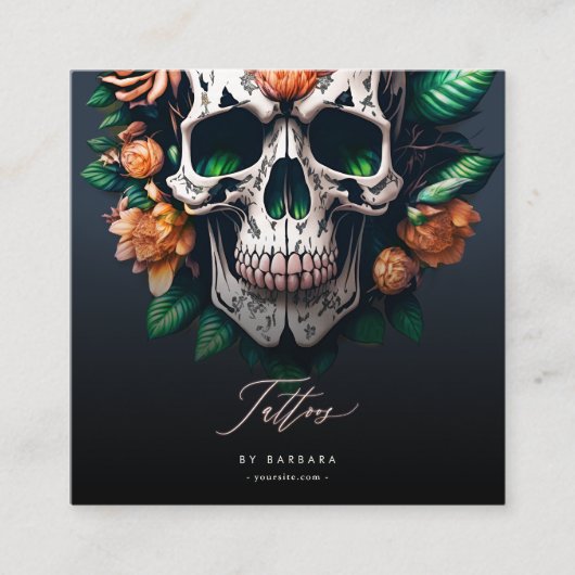 Carte De Visite Carré Artiste de tatouage moderne Studio de tatouage ble (Devant)