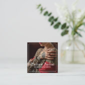 Carte De Visite Carré Artiste de tatouage photo (Debout devant)