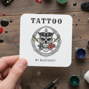 Carte De Visite Carré Artiste de Tatouage Professionnel Code QR du Studi