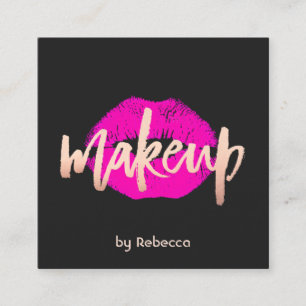 Carte De Visite Carré Artiste maquillage audacieux Rose Gold Rose Lièvre