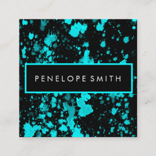 Carte De Visite Carré Artiste maquillage de beauté Peinture Bleue et Noi