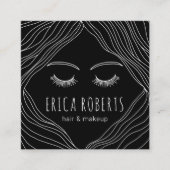 Carte De Visite Carré Artiste maquillage de salon de coiffure joli main  (Devant)