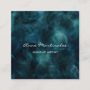 Carte De Visite Carré Artiste maquillage Encre bleue Abstraite