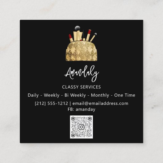Carte De Visite Carré Artiste maquillage Logo QRCode Eyeshadow Red Black (Dos)