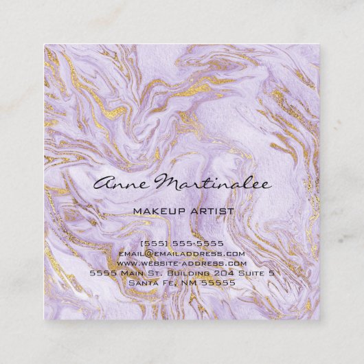 Carte De Visite Carré Artiste maquillage marbré violet Abstrait (Dos)