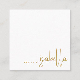 Carte De Visite Carré Artiste maquillage minimaliste de script d'or mode