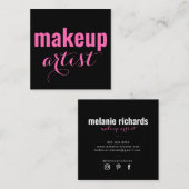 Carte De Visite Carré Artiste maquillage moderne noir rose (Devant / Derrière)