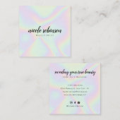 Carte De Visite Carré Artiste maquillage moderne pastel arc-en-ciel holo (Devant / Derrière)