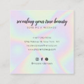 Carte De Visite Carré Artiste maquillage moderne pastel arc-en-ciel holo (Dos)