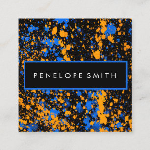 Carte De Visite Carré Artiste maquillage peint bleu et jaune