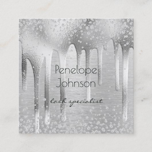 Carte De Visite Carré Artiste maquillage Silver Foil et Diamonds Glam (Devant)