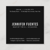 Carte De Visite Carré Artiste maquilleur de typographie noire (Dos)