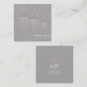 Carte De Visite Carré Artiste Mignonne Macrame Design artisanal rose (Devant / Derrière)