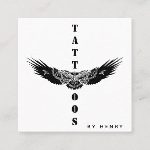 Carte De Visite Carré Artiste minimaliste de tatouage ornemental d'aigle