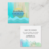 Carte De Visite Carré Artiste moderne d'aquarelle de peinture d'abrégé (Devant / Derrière)