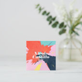 Carte De Visite Carré Artiste moderne orange peinture abstraite minimali (Debout devant)