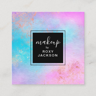 Carte De Visite Carré Artiste rose moderne de maquillage d'aquarelle en