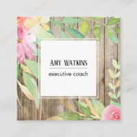 Artistic Boho Aquarelle Fleurs Bois Brown rustique