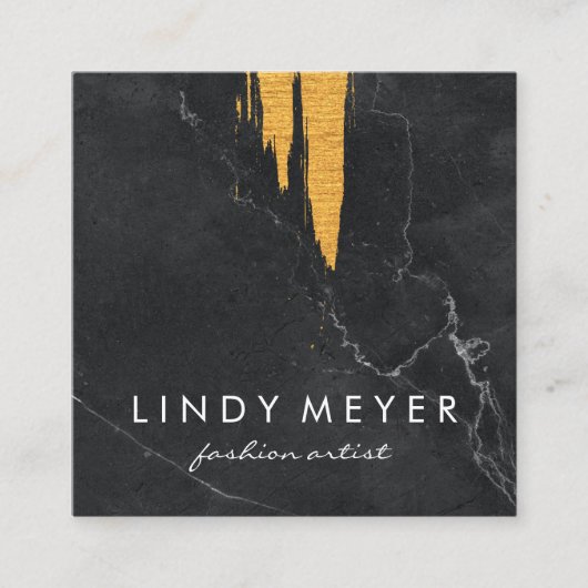 Carte De Visite Carré Artistic Faux Gold brossé | Ardoise (Devant)