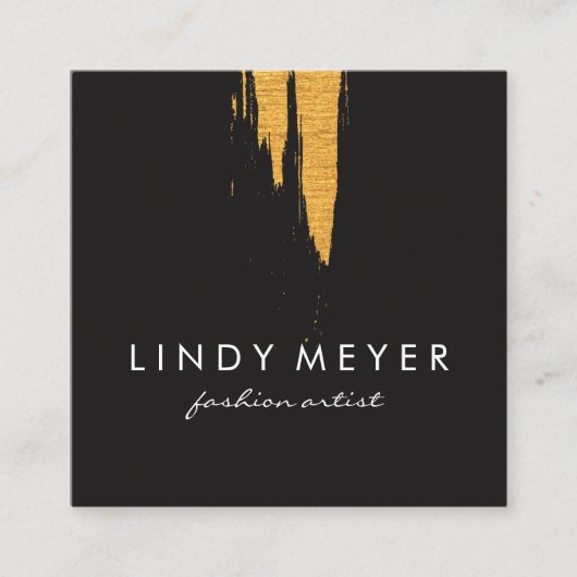 Carte De Visite Carré Artistic Faux Gold brossé vertical (Devant)