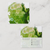 Carte De Visite Carré Artistic Green Aquarelle Abstraite Art (Devant / Derrière)