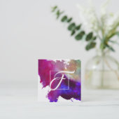 Carte De Visite Carré Artistic rose Abstraite aquarelle Art (Debout devant)