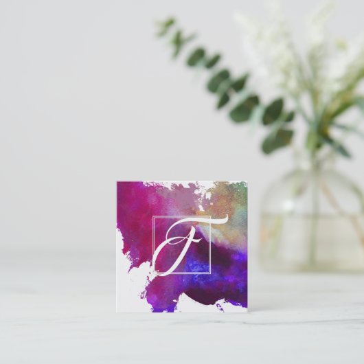 Carte De Visite Carré Artistic rose Abstraite aquarelle Art (Debout devant)