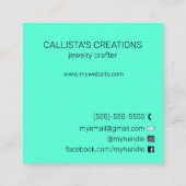 Carte De Visite Carré Artsy Black Neon Mint réduction client Merci (Dos)