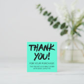 Carte De Visite Carré Artsy Black Neon Mint réduction client Merci (Debout devant)