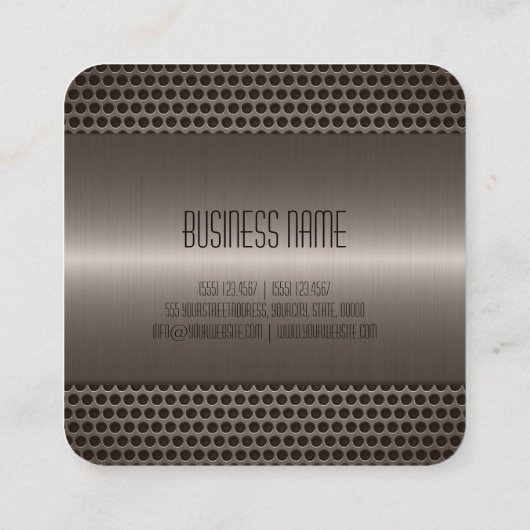 Carte De Visite Carré Aspect métallique en acier inoxydable (Dos)