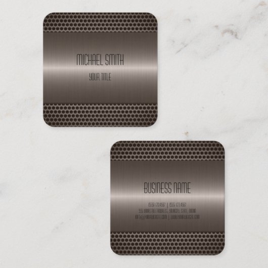 Carte De Visite Carré Aspect métallique en acier inoxydable (Devant / Derrière)