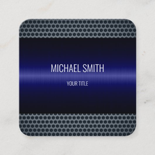 Carte De Visite Carré Aspect métallique en acier inoxydable bleu foncé (Devant)