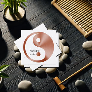 Carte De Visite Carré Aspect yin yang en or rose