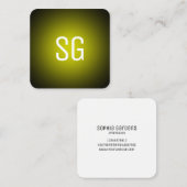 Carte De Visite Carré Assiette - Initiales - Jaune sur Noir (Devant / Derrière)