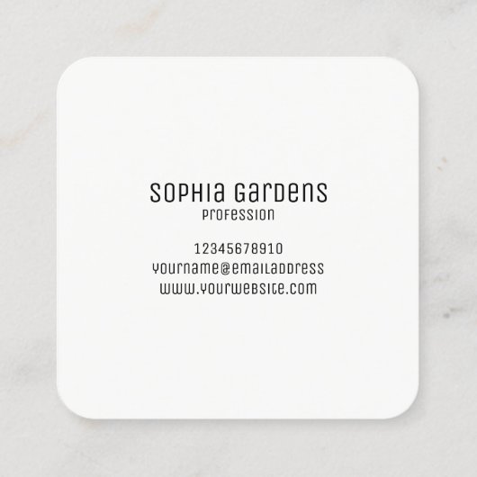 Carte De Visite Carré Assiette - Initiales - Orange sur Vert foncé (Dos)