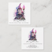Carte De Visite Carré Assistant Gnome aquarelle violet et noir (Devant / Derrière)
