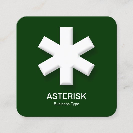 Carte De Visite Carré Asterisk - Vert foncé (003300) (Devant)
