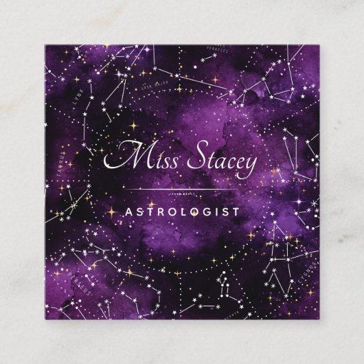 Carte De Visite Carré Astrologiste Constellation d'étincelles cosmiques (Devant)