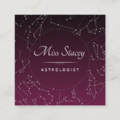 Carte De Visite Carré Astrologue Purple Ombre Constellation (Devant)
