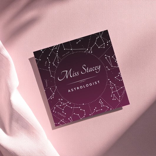 Carte De Visite Carré Astrologue Purple Ombre Constellation