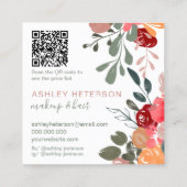 Carte De Visite Carré Automne rétro Boho floral qr code logo maquillage  (Dos)