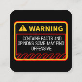 Carte De Visite Carré Avertissement Contient Des Faits Peuvent Trouver U (Dos)