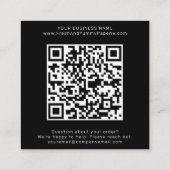 Carte De Visite Carré AVERY Modern Dark Black QR Code Leave A Review (Dos)