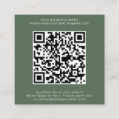 Carte De Visite Carré AVERY Rustique Code QR Vert Foncé Laissez un avis (Dos)